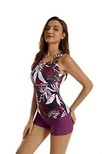 2-teilige Tankini-Badeanzüge für Damen, Tanktop, Badeanzüge mit Jungen-Shorts und BH, sportliche Badebekleidung (L, J3) von BaJooruly