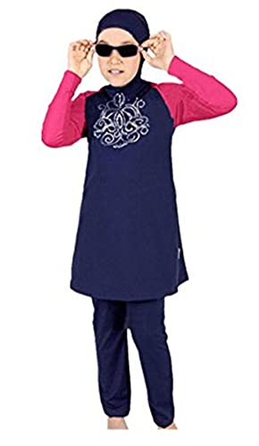 Full Cover Badeanzüge für Mädchen Bescheidene Bademode für Kinder Burkini 3-Pieces Schwimmen Badeanzug Kostüm(4XL,J8) von BaJooruly