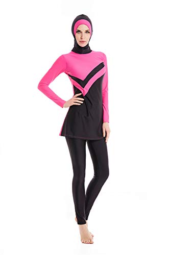 Modest Swimsuit for Women Islamic Long Sleeve Bathing Suit Full Body Muslin Burkini Rash Guard Set with Swim Hijab (M,J3) von BaJooruly
