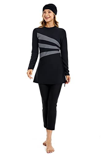 Modest Swimsuit for Women Plus Size Bukini for Girls Full Coverage Bathing Suit Swimming Costume(L,J4) von BaJooruly
