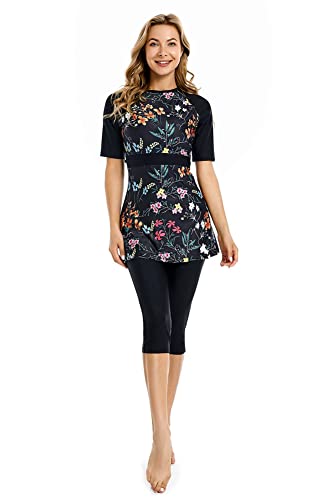 Rash Guard Badeanzug Kurzarm Surfanzug Modest Bademode für Frauen Burkini Beachwear Modesty Badeanzug (6XL,J2) von BaJooruly