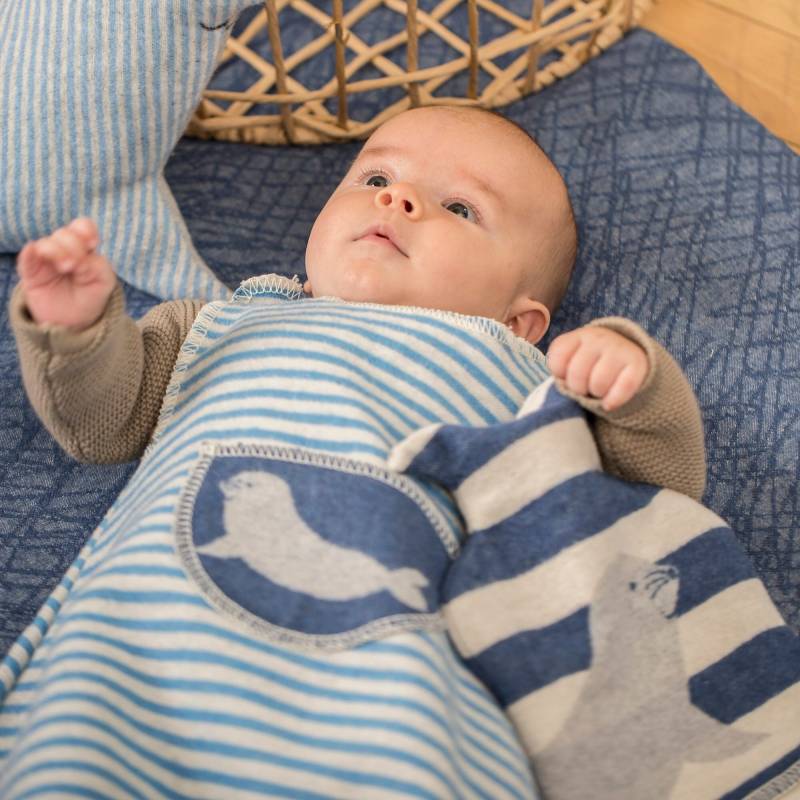 Personalisierbarer Flanellschlafsack "Robbe" 70cm Bis 1 Jahr | Name Und Geburtsdatum Geschenk Geburt Baumwolle Schlafsack Flanell von BaKonBaby