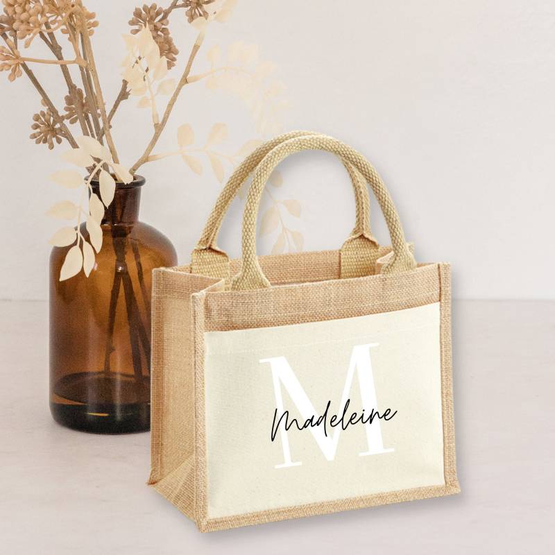 Personalisierte Jutetasche Intitale Mit Name | Tasche Geschenke |Geburtstagstasche Geschenkidee Geschenk Jga Einkaufstasche von BaKonBaby