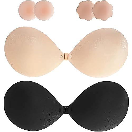 BaXing Klebe BH，Klebe BH Push Up，2 Stück Nippelpads，BH Rückenfrei，Unsichtbarer BH，Wiederverwendbar,Silikon Trägerloser BH，Für Brautkleider, Partys ，Rückenfreie Abendkleider(A) von BaXing