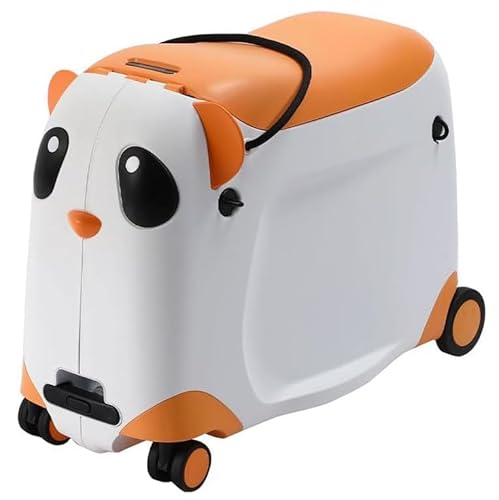 BaYte Kinderreise-Trolley-Gepäck, Kinder-Aufsitzkoffer, niedliche Panda-Form mit Spinnerrädern, Kinder-Hartseitengepäck,Orange von BaYte