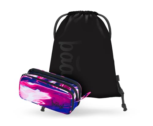 Baagl Federmäppchen und Turnbeutel Set 2-teilig für Mädchen, Schule Mäppchen mit 3 Fächern & Robuster Gymsack, Federtasche Etui für Kinder und Teenager (Marble) von Baagl
