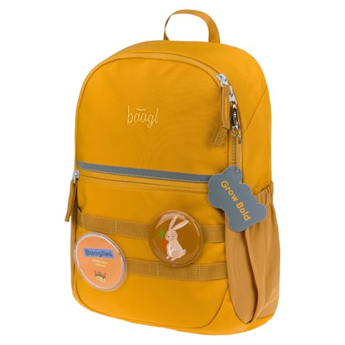 Baagl Kindergartenrucksack Mädchen – Kleiner Kinderrucksack mit Brustgurt & 2 wechselbaren Patches – personalisierbar mit Namen oder Bild – Rucksack für Kita & Krippe, 10 l (Bunny) von Baagl
