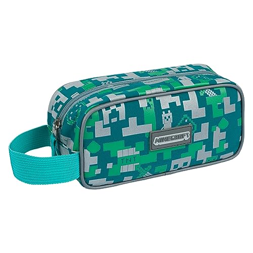 Baagl Minecraft Federmäppchen für Jungen und Mädchen, Schule Mäppchen, Federmappe, Federtasche für Teenager, Kinder Etui (Silver Creeper) von Baagl