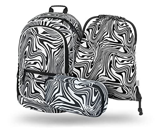 Baagl Schulrucksack Set Mädchen 3 Teilig, Schultasche für Grundschule Volksschule, Grundschule Ranzen mit Brustgurt, Ergonomischer Schulranzen (Mixture) von Baagl