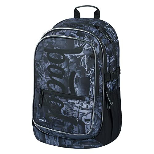 Baagl Schulrucksack für Jungen, Schulranzen für Kinder mit ergonomisch geformter Rücken, Brustgurt und reflektierende Elemente (Technic) von Baagl