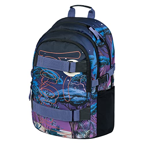 Baagl Schulrucksack für Jungen Mädchen Teenager - Skateboard Rucksack - Kinderrucksack mit Laptopfach und Brustgurt für Schule (Skate Night) von Baagl