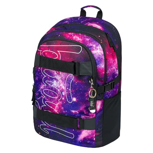 Baagl Schulrucksack für Mädchen Teenager - Skateboard Rucksack - Kinderrucksack mit Laptopfach und Brustgurt für Schule (Skate Galaxy) von Baagl