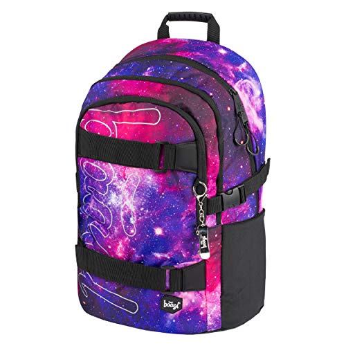 Baagl Schulrucksack für Mädchen Teenager - Skateboard Rucksack - Kinderrucksack mit Laptopfach und Brustgurt für Schule (Skate Galaxy) von Baagl