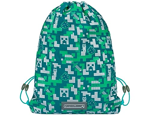 Baagl Minecraft Turnbeutel für Kinder - Sportbeutel Mädchen Jungen - Schuhbeutel für Schule, Sport Turnsackerl (Silver Creeper) von Baagl