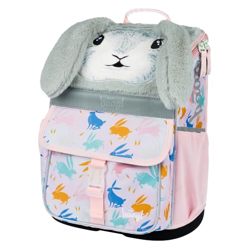 Baagl Schulranzen Mädchen für Grundschule Volksschule - Ergonomische Schultasche für Kinder - Schulrucksack mit Brustgurt - Grundschule Ranzen Tornister (Bunny) von Baagl