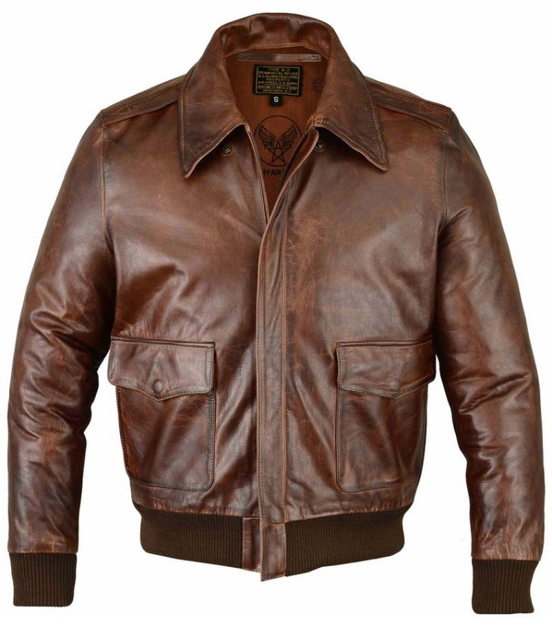 Baallo Lederjacke Herren A-2 Echtleder Fliegerjacke Pilotenjacke Bomberjacke von Baallo