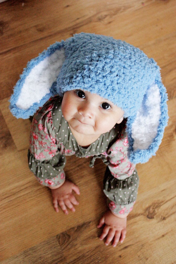 Vorbestellung 12 Bis 24M Kleinkind Blau & Weiß Häschen Mütze, Ostern Kaninchen Ohren Fotografie Requisite, Baby Jungen Kinderkostüm, Kinder von BabaMoon