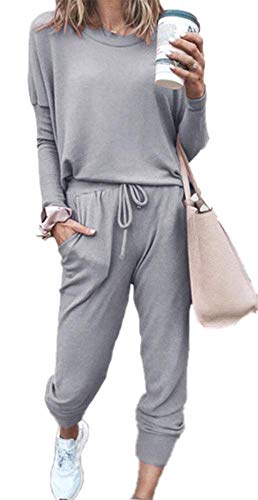 Babao Damen Langarm/Ärmellos Boxy Loungewear Damen Zweiteiliger Coordin Set Trainingsanzug von babao