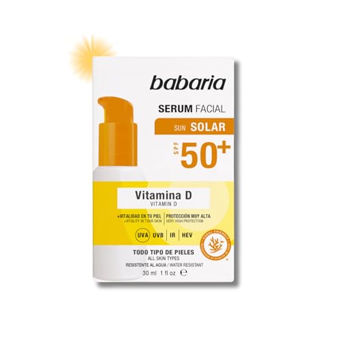Babaria Gesichtsserum, Vitamin D, Sonnenschutz, für Damen und Herren, Anti-Falten, 30 ml, LSF 50 für alle Haut von Babaria