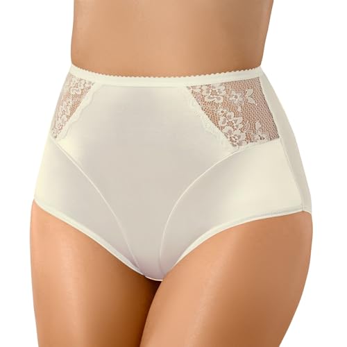 Bauchweg Unterwäsche Damen Miederslip mit Bauch-Weg-Effekt Shapewear Stark Formend Miederhose Slip Hochzeitsdessous Große Größen (3XL, Ecru) von Babell