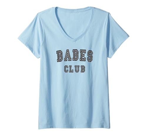 Damen Buchstaben Grafik Babes Club T-Shirt mit V-Ausschnitt von Babes Club College Girl Move