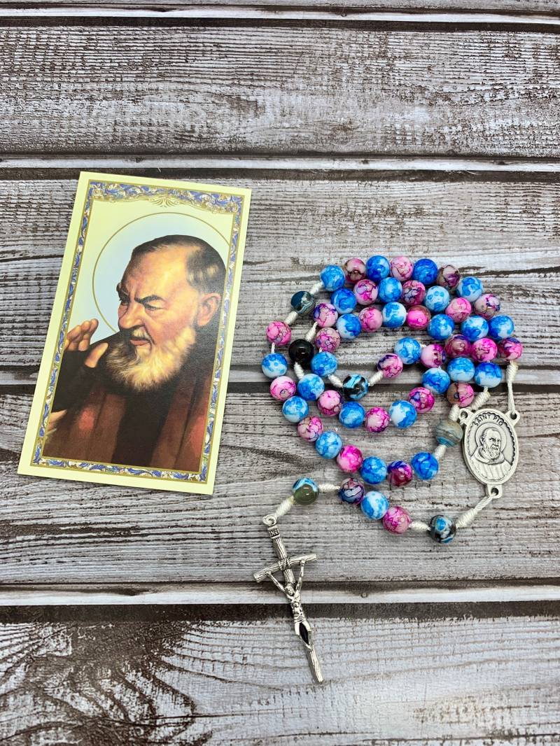 Robuste St. Padre Pio Glasperle Rosenkranz von BabiesBowTiesBobbins