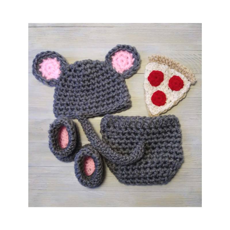 Baby-Mäusekostüm, Säugling-Mäusemütze, Neugeborenen-Halloween-Kostüm, Rataille-Kostüm Für Kinder, Kleinkind-stiefel, Pizzastück von BabiesBugsAndBees