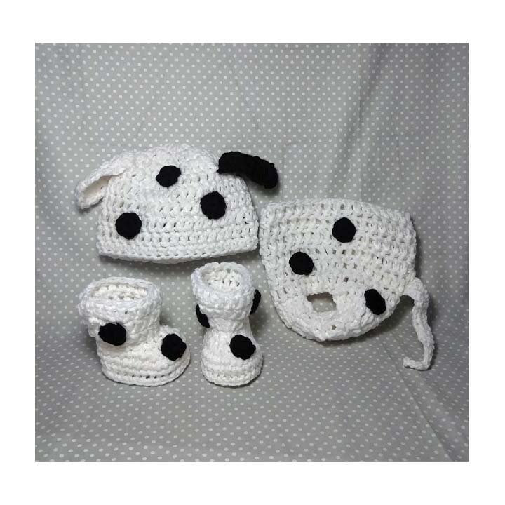 Dalmatiner Baby Halloween Kostüm, Häkeln Set, Beanie Mütze, Welpen Windelüberzug, Stiefel, Neugeborenen Fotografie Prop Dalmatiner Baby Halloween Kostüm, Häkeln Set, Beanie Mütze, Welpen Windelüberzug, Stiefel, Neugeborenen Fotografie Prop von BabiesBugsAndBees