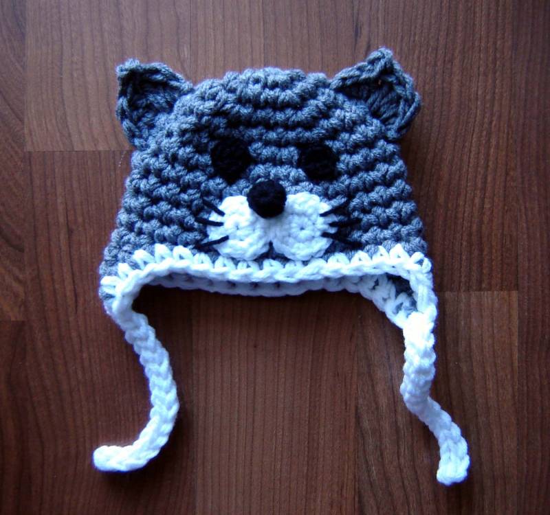 Grauer Baby Hut, Mädchen Katzen Gehäkelte Neugeborene Kätzchen Mütze, Foto Requisite, Tier Säugling Hut von BabiesBugsAndBees