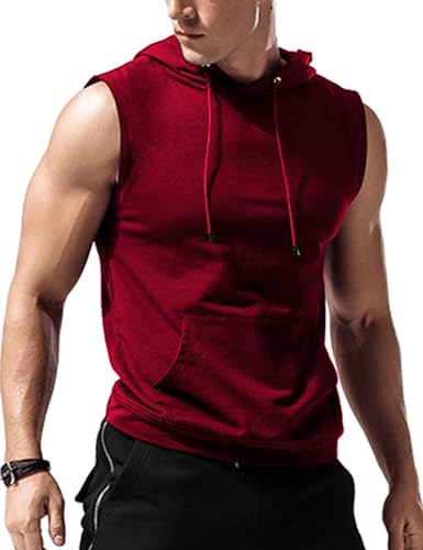 Babioboa Herren Fitness Kapuzenpullover mit tascheWorkout Tanktop ärmellos Hoodie Muskelshirt mit Tasche Gym Sports Winerot XXL Babioboa Herren Fitness Kapuzenpullover mit tascheWorkout Tanktop ärmellos Hoodie Muskelshirt mit Tasche Gym Sports Winerot XXL von Babioboa
