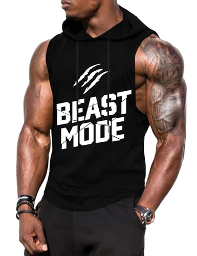 Babioboa Herren Hooded Tank Top Ärmelloser Workout Sport Fitness Hoodie Muskelshirt für Gym Training von Babioboa