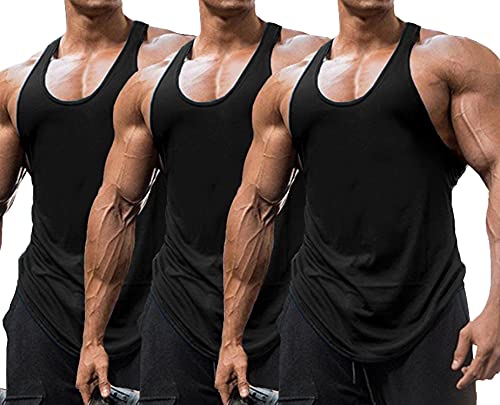 Babioboa Herren Sport Tank Top Bodybuilding Fitness Muskelshirt Ärmellose Sport Shirt Trainingsshirt Schwarz*3 S von Babioboa