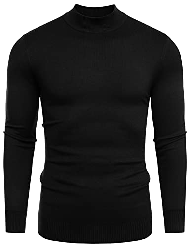 Babioboa Herren Strick Pullover mit Rundhals Feinstrick Langarmshirt Halb Rollkragen Pulli Sweater Einfarbig Thermo Basic Oberteile Freizeit Slim fit(B,L) von Babioboa