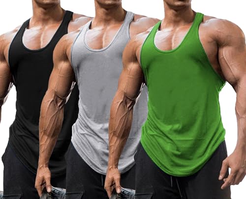 Babioboa Herren Workout Stringer Tanktops Y-Back Gym Fitness Trägershirt Männer Muskelshirt Training Achselshirt Sport BGRG XXL von Babioboa