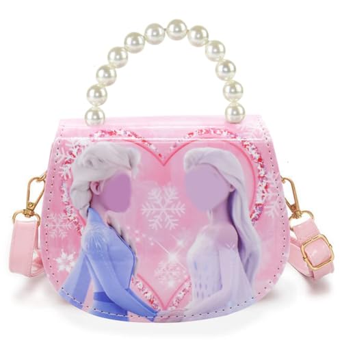 Babioms Elsa Tasche, Kinderhandtasche, Eiskönigin Kinder Umhängetasche, Elsa Schulter-Tasche, Eiskönigin Geschenke, für Mädchen zum Ausgehen oder Reisen, Rosa（17,5 * 14 * 8cm） von Babioms