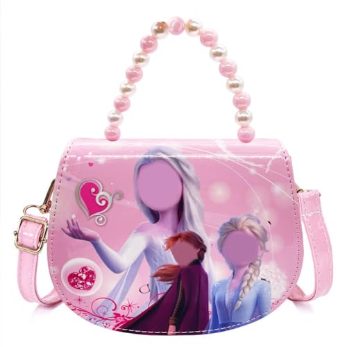 Babioms Schultertasche, Elsa Handtasche, Anna und Elsa Kinderhandtasche, Eiskönigin Kinder Umhängetasche, Elsa Taschen, Schulrucksack mit Verstellbarem Gurt für Kinder Mädchen, Rosa（18 * 15 * 7cm） von Babioms