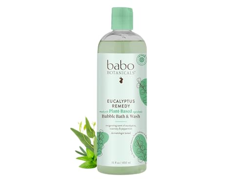 Babo Botanicals Eukalyptus Remedy 3-in-1-Shampoo, Seifenblasenbad & Waschen, mit Dämpfen von Eukalyptus, Rosmarin & Pfefferminze, für Babys, Kinder oder empfindliche Haut, EWG verifiziert, 45 ml von Babo Botanicals
