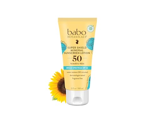 Babo Botanicals Sheer Mineral Sunscreen Lotion SPF 50 with 100% Mineral Active Ingredients - for Babies, Kids or Extra Sensitive Skin - Lightweight, Water Resistant & Fragrance Free - 3 fl. oz. von Babo Botanicals