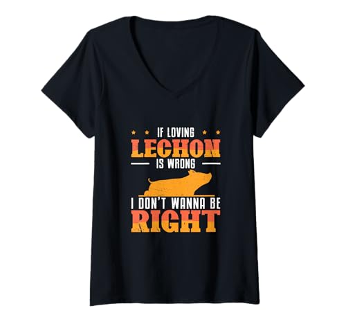 Damen Wenn es falsch ist, Lechon zu lieben, will ich keine richtigen Lechon-Fans sein T-Shirt mit V-Ausschnitt Damen Wenn es falsch ist, Lechon zu lieben, will ich keine richtigen Lechon-Fans sein T-Shirt mit V-Ausschnitt von Baboytiful Lechon Nation