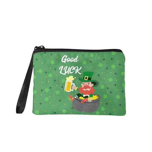 Babrukda Damen Mädchen Geldbörse Beutel Ändern Brieftasche Clutch Taschen Mini Make-up Tasche, Good Luck St. Patrick's Day Themen-Muster, 1 Pieces, Vintage von Babrukda