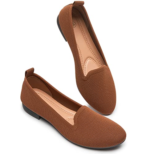 BABUDOG Damen Ballerinas Glänzende Mesh Kleid Schuhe Bequeme Memory Foam Flats, braun, 38 EU von Babudog