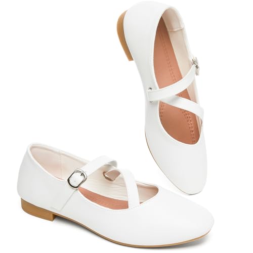 BABUDOG Flache Damen-Schuhe aus PU-Leder, Weiss/opulenter Garten, 42 EU von Babudog