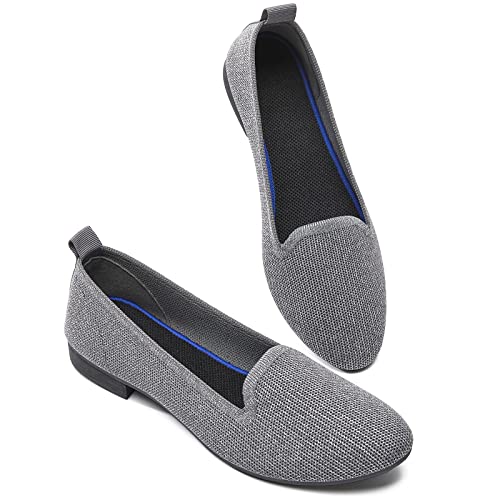 BABUDOG Glitzernde flache Damenschuhe aus glänzendem Netzstoff, weicher Memory-Schaum, flache Schuhe, Glitzerndes Dunkelgrau, 39 EU von Babudog