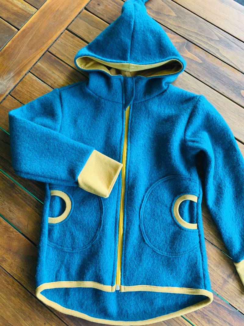 Jacke Parka Walkjacke Wolle Wollwalk 110-116 Babum Wollwalkjacke Zipfel von BabumDawanda