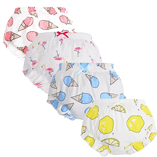 Höschen Packung mit 4 Baby Unterwäsche Kleinkinder Windelhosen Unterwäsch, Komfort Elegant Uni-Farbe mit Prinzessin Rüschen Unterhose Unterwäsche für Baby Mädchen von Baby Amabc