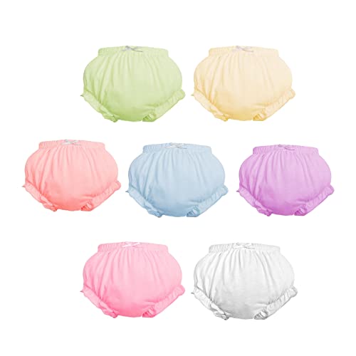 Höschen Packung mit 7 Baby Unterwäsche Kleinkinder Windelhosen Unterwäsch, Komfort Elegant Uni-Farbe mit Prinzessin Rüschen Unterhose Unterwäsche für Baby Mädchen von Baby Amabc