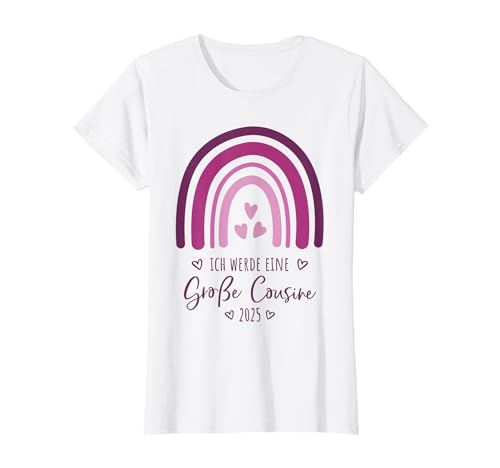 Ich werde eine große Cousine 2025 Regenbogen Kinder T-Shirt von Baby Ankündigung - Große Cousine 2025 Geschenk
