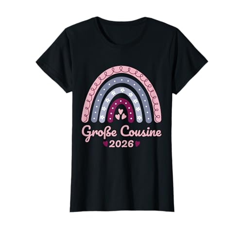 Ich werde eine große Cousine 2026 Regenbogen Kinder T-Shirt von Baby Ankündigung - Große Cousine 2026 Geschenk