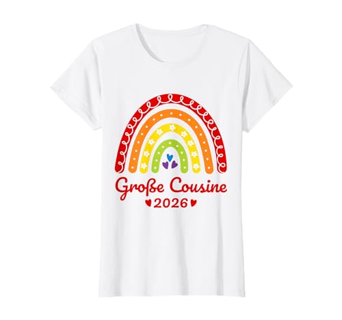Ich werde eine große Cousine 2026 Regenbogen Kinder T-Shirt Ich werde eine große Cousine 2026 Regenbogen Kinder T-Shirt von Baby Ankündigung - Große Cousine 2026 Geschenk