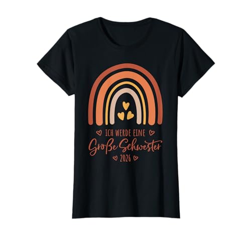 Geschwister Ich werde große Schwester 2026 Regenbogen Kinder T-Shirt von Baby Ankündigung - Große Schwester 2026 Geschenk